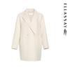 ELLASSAY Women's Pearly White Cashmere Blend Mid-length Wool Coat