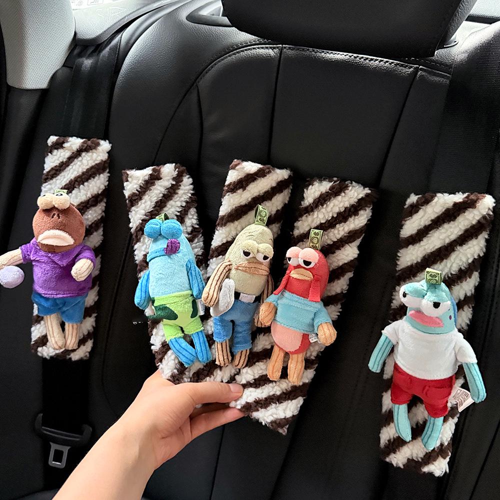 Плюшевая накладка на ремень безопасности Губка Боб: Защита от натирания шеи и плеч