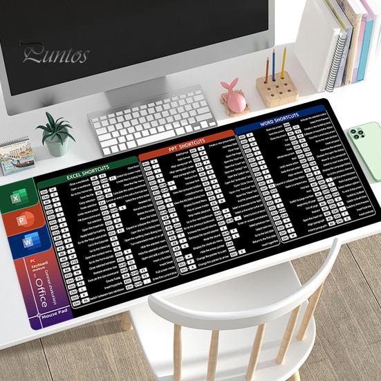 30x80 см большой компьютерный коврик для мыши портативный водонепроницаемый офисный Power Point Excel Word сочетания клавиш настольный коврик нескользящий резиновый настольный коврик для мыши ПК