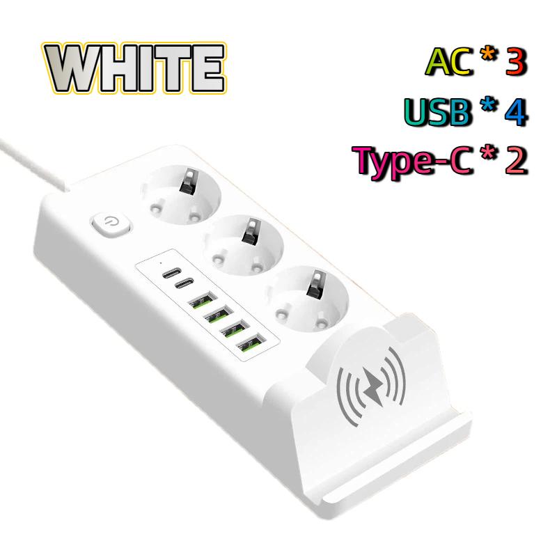 EU To EU Power Station – Multi-Outlet USB PD Strip with Built-in Charging Pad