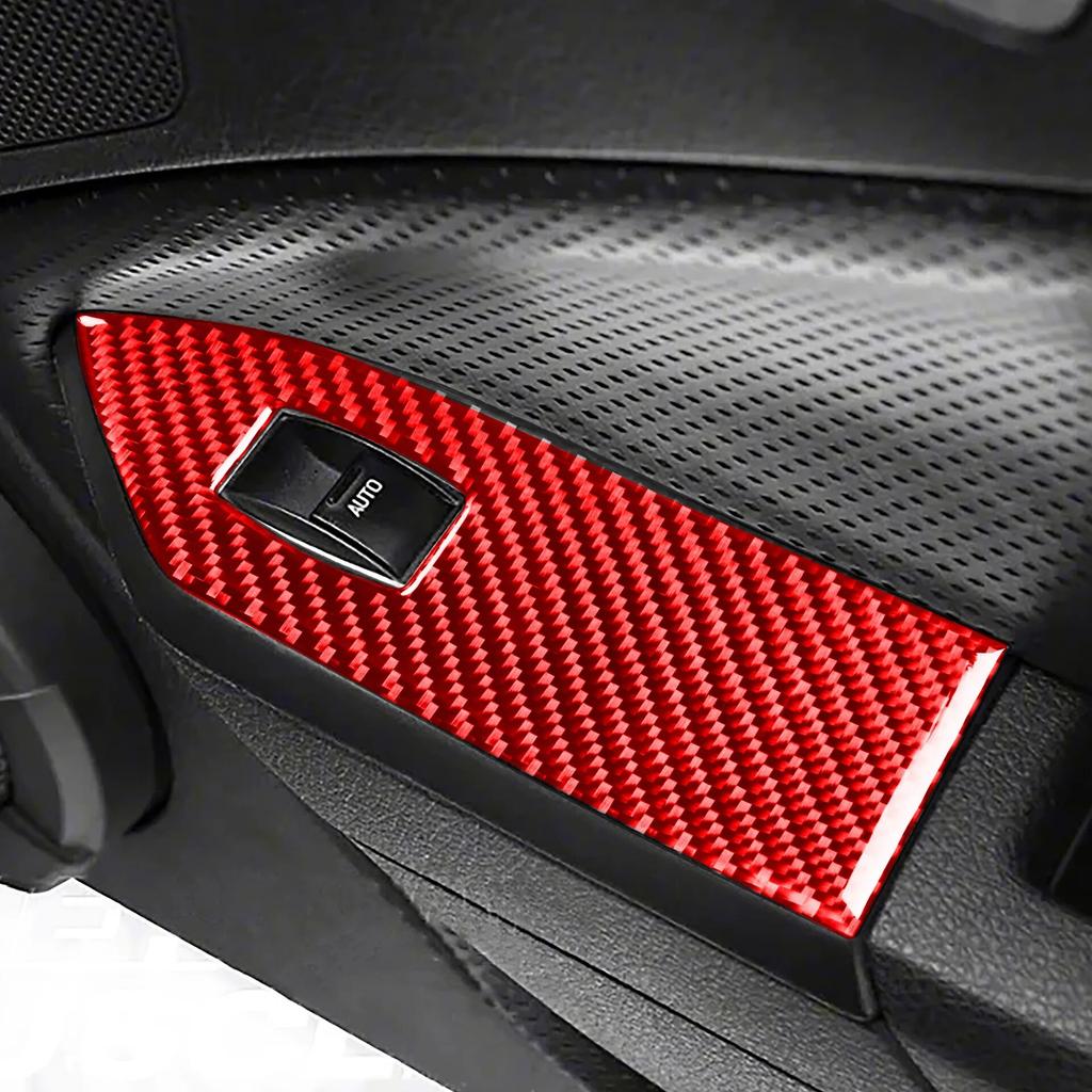 2PCS Carbon Fiber Car Window Lift Switch Panel Decor Cover Trim Stickers For Ford Mustang 2005-2009 Auto Interior Accessories