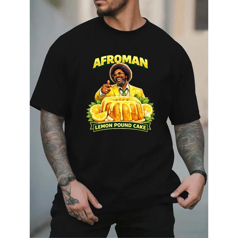 """AFROMAN LEMON POUND CAKE""" Забавная футболка с принтом, короткий рукав, мужская, Хип-хоп вечеринка Западного побережья, Повседневная, Мягкая, Удобная, Модная, С круглым вырезом