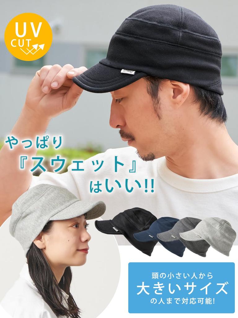 CHARM Защита от УФ-лучей Потовпитывающая рабочая кепка Большого размера Хлопковая моющаяся шляпа [Повседневная коробка] [Свободный размер/Темно-синий]