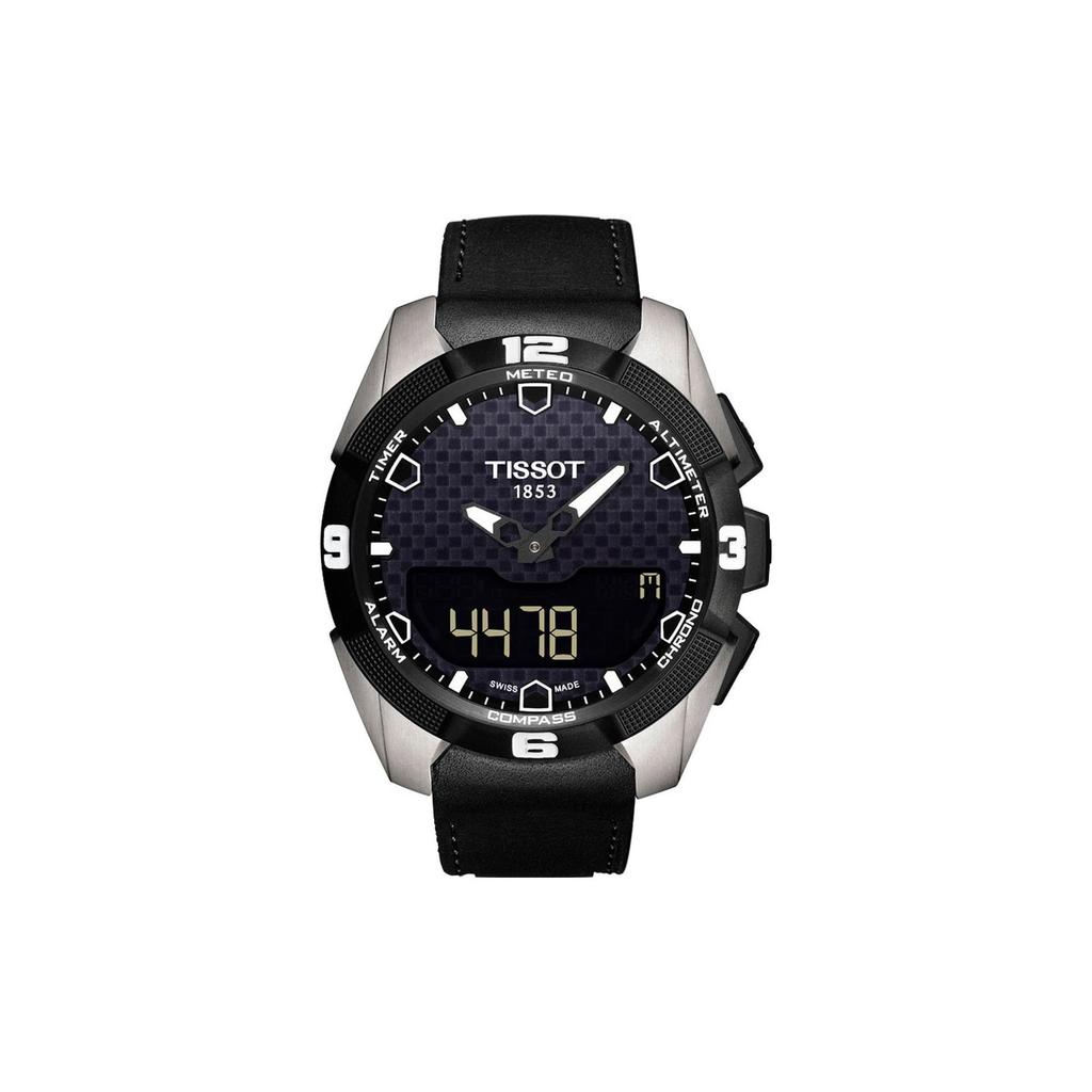Tissot Кварцевый механизм 100 м Водонепроницаемость Мужские часы Часы 45 мм Черный циферблат Титановый корпус с PVD-покрытием Часы T091.420.46.051.00