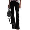 Women's Mid Rise Flare Bootcut Long Denim Pants Washed Solid Color Casual Jeans