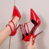 Европейские Новые Леопардовый Принт Остроконечный Носок Открытый Тонкий Супер Высокий Каблук Ремешок с Пряжкой Сандалии Большого Размера Модные Подиумные Женские Туфли-Босоножки WZ-18091-52