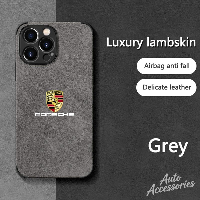 Для Porsche Логотип Замша Полностью закрывающий Чехол для телефона Для iPhone 16 15 13 14 12 Pro Max 8 XR XS 16 Plus 15Pro MAX Чехол-оболочка Наклейки