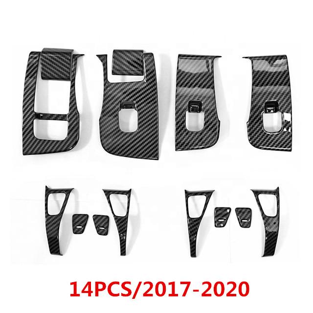 14 шт. для модели Tesla 3 года 2017-2023, кнопки переключателя стеклоподъемника, декоративная крышка, наклейка, чехол из углеродного волокна, ABS