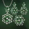 Foydjew Новые наборы с цирконами в форме цветов, Ожерелья, Роскошный королевский синий кулон, Серьги, Имитация изумрудного цвета, Драгоценные кольца