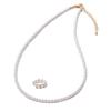 Baby Pearl Long Necklace Ear Cuff Set Grand Premium Pearl Necklace 80cm 3mm White X Gold [VOTRE COUTURE] Women's