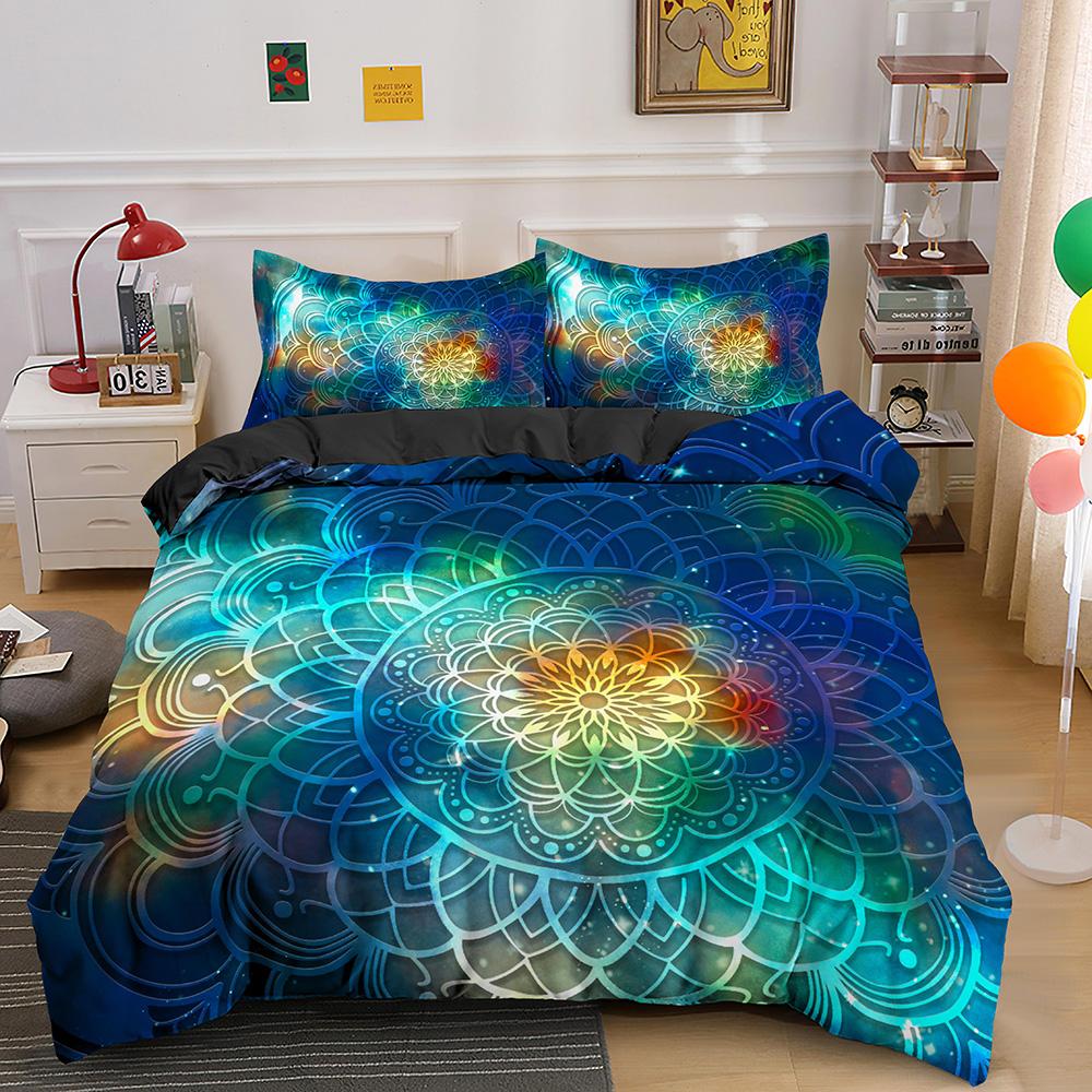 Psychedelic Boho Luxury Bedding Set 2/3PCS With Pillowcase King Mandala Duvet Cover Queen Comforter Cover Polyester Quilt Cover