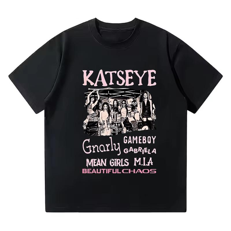 Women Unisex Casual Graphic Tees Tops Unisex Korean Style T Shirt Gothic Y2k Tshirt 2025 Hot Katseye Funny Print Tshirt Clothes