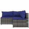 VidaXL Garden Lounge Set 3 Pcs with Cushions Grey Wicker, Outdoor Lounge Set, Furniture Set 319844