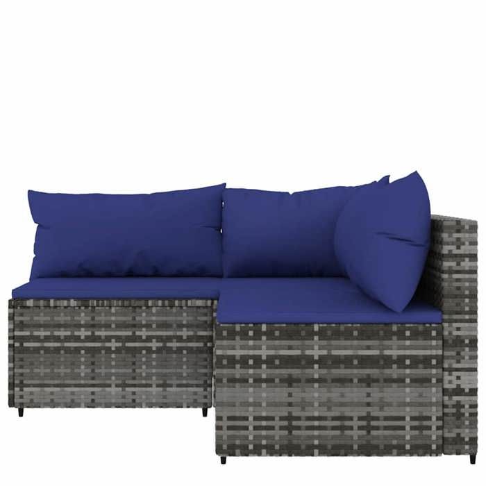 VidaXL Garden Lounge Set 3 Pcs with Cushions Grey Wicker, Outdoor Lounge Set, Furniture Set 319844