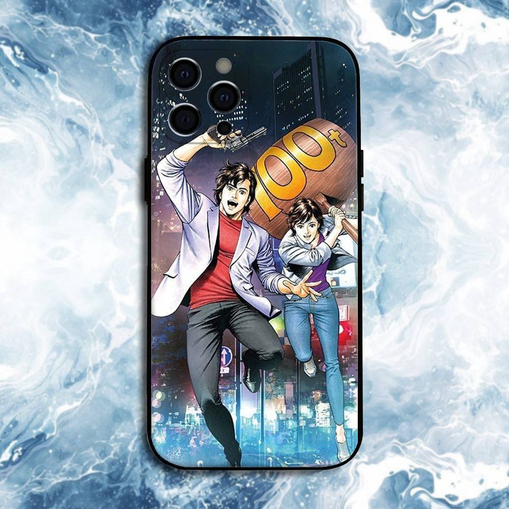 Retro City Hunter Comic Phone Case For iPhone17,16,15,14,13,12,11 Plus,Pro Max, Soft Silicone Black Cover