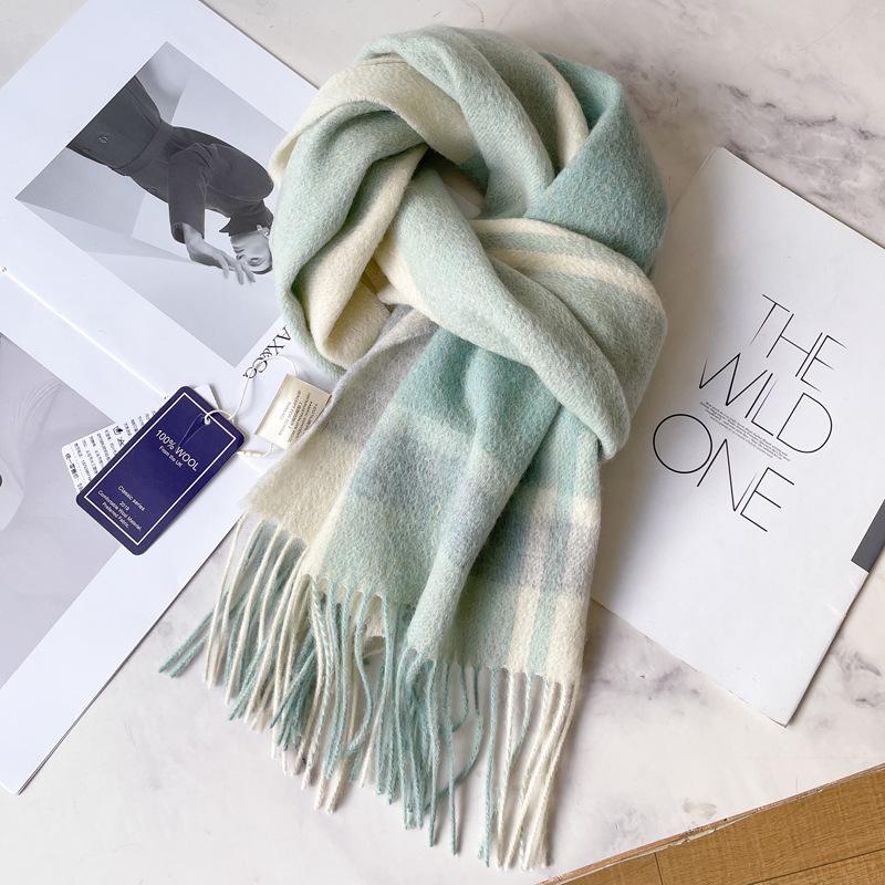 Премиальный темно-синий клетчатый шерстяной шарф для мужчин - роскошный зимний подарок для парня, отца или пожилых людей