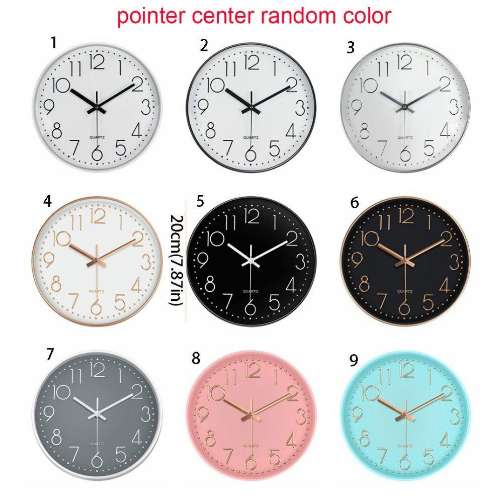 Non-Ticking Electronic Color Clock Round Wall Hanging Clock Creative Nordic Wall Clock Home