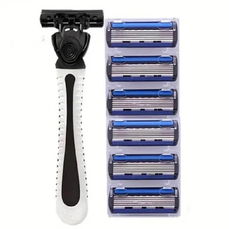 6-Ply Blade Razor Sharp Shave One-Touch Replacement Clean Clean Shave Good Old-Fashioned Manual Razor Men'S Beard Razor