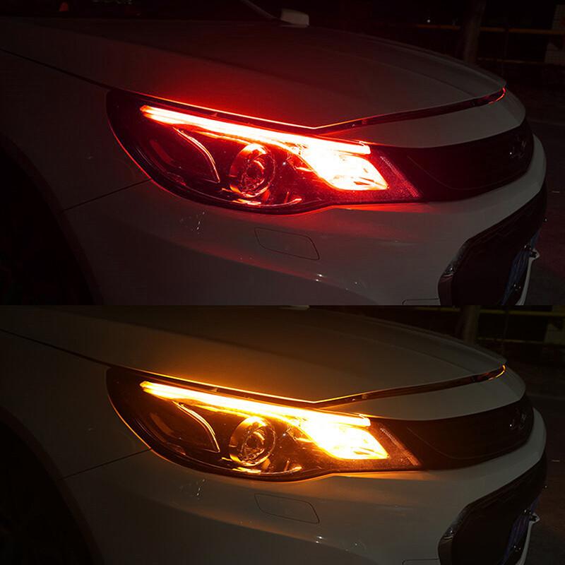 60cm Red to Amber DRL LED Strip Light Daytime Running Sequential Turn Signal New