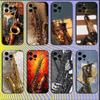 Музыкальный чехол для телефона с саксофоном для iPhone 16,15,14,13,12,11,Mini,Pro,SE,MAX Белый Матовый Ударопрочный Чехол