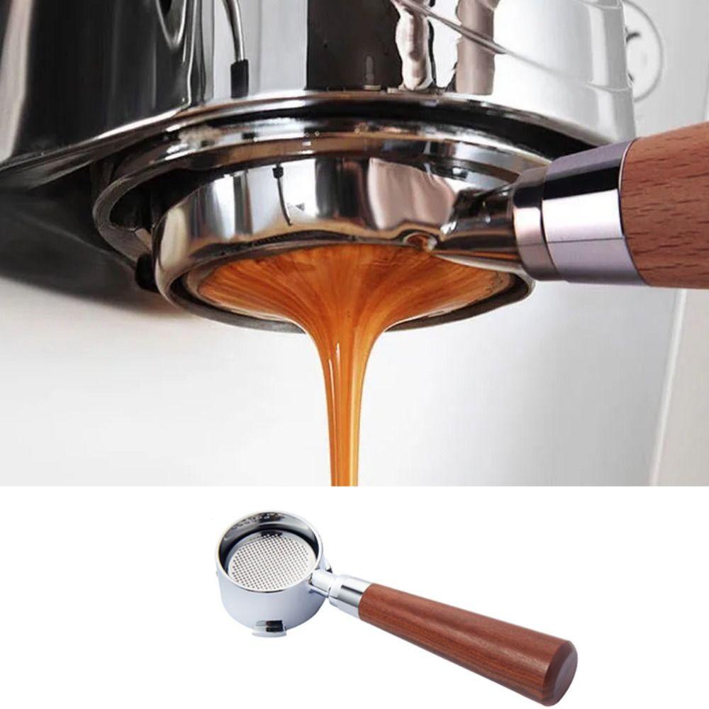Wood Handle Bottomless Coffee Portafilter 3 Ear Espresso Machine Replacement Parts Barista