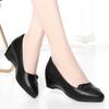 Women Fashion Light Weight Wedge Heel Comfort Spring Autumn Shoes Lady Casual Single Shoes Outside Black Leather Pumps