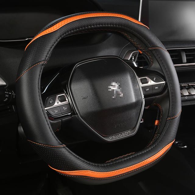For 2008 2019 2020 E2008 2020 Car Steering Wheel Cover Carbon Fibre + PU Leather Auto Accessories Interior Coche