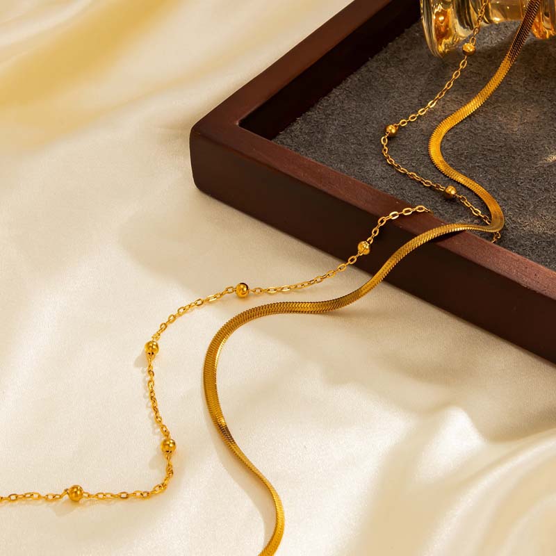 Sexy Gold Color Bead Double Layered Waist Chain for Women Simple Metal Geometric Snake Chain Belly Chain Body Jewelry Gifts