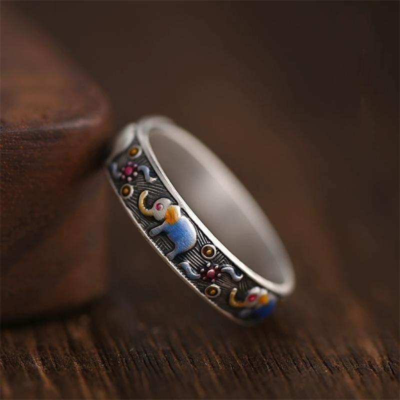 Simple Enamel Colorful Elephant Animal Open Rings For Men Women Hip Hop Fashion New Jewelry Gift Party Rock anillos