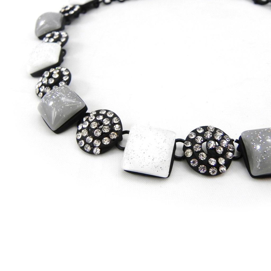 NOA [I2180] - Дизайнерское колье 'Sissi' серо-белое