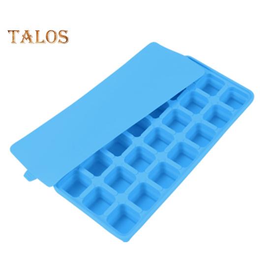 Silicone Ice Cube Tray with Lid 21 Large Cubes Easy Release Foldable Ice Mold Flexible Freezer Mold for Stacking Storage