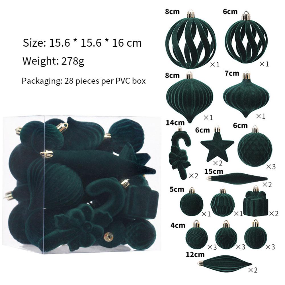 Набор флокированных рождественских шаров Рождественские подвески Звезда Подарочная коробка Круглый Рождественский шар Санта Елочные украшения Домашнее рождественское украшение