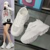 Модные Горячие Продажи 2025 Повседневные Женские Кроссовки на Толстой Подошве Модные Весенне-Осенние ПУ На шнуровке Вулканизированная Обувь Сетчатая Резиновая Нескользящая Новинка