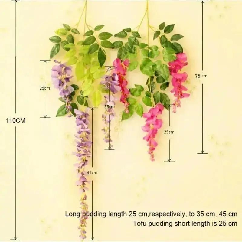 1 шт. Искусственный венок из цветов и листьев, праздничные аксессуары для вечеринок, аксессуары для вазы, глициния, ротанг, рождественское украшение, домашний декор