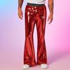 Men's Sequin Flared Trousers Shiny Hip-Hop Disco Pants Elastic Waist Retro Wide Leg Pants for Stage Performance Night Club Bar Dance