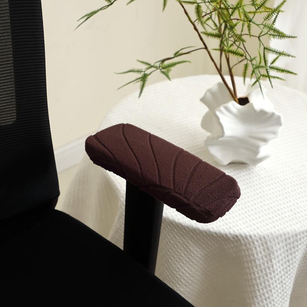 2Pcs/Set Jacquard Pattern Chair Armrest Cover Solid Color Rotating Chair Covers Armchair Covers