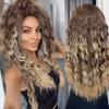 Synthetic Hair Long Blonde Curly Wigs for Women Wavy Wig Dark Roots Ombre Wigs Fluffy Charming Daily Party Ladies Wigs