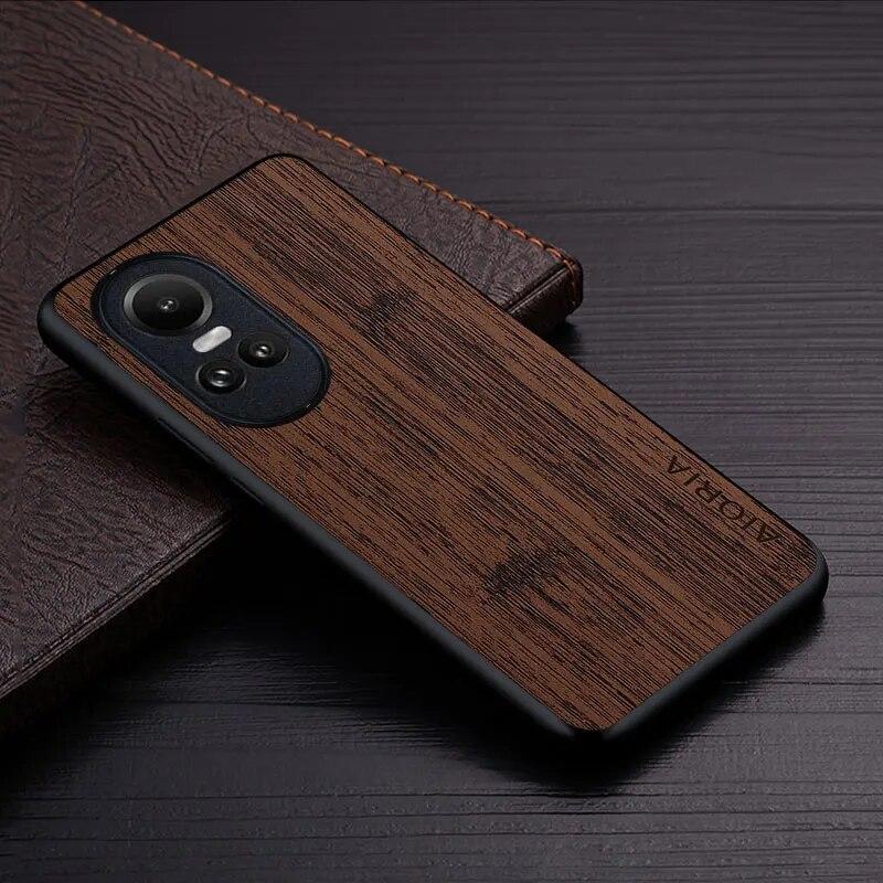 Case for Oppo Reno 10 Pro Reno10 Pro Plus 5G Funda Bamboo Wood Pattern Luxury Leather Phone Coque for Oppo Reno 10 Pro Case Capa