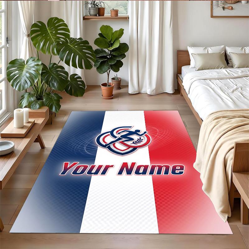Crystal Velvet Rug Custom Name Text, Soft Non Slip Floor Mat Home DecorFrance national football team