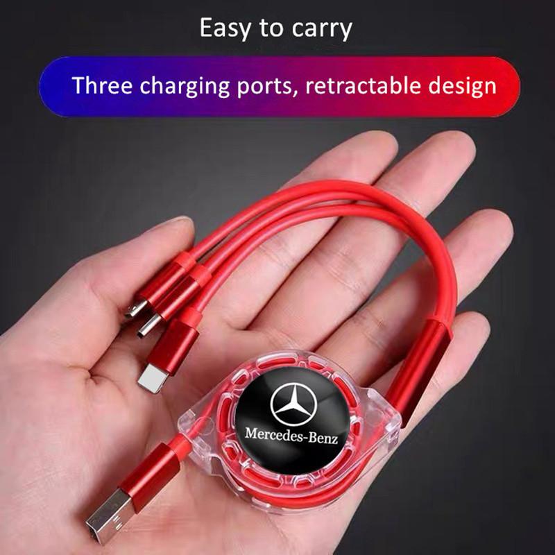 3 In 1 Micro USB Type C Charging Cable Multi Charger For Mercedes Benz B/C/E/S Class GLC GLK CLA GLA Interior Mouldings SSSJX-BZ b1