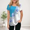 Женская летняя футболка с принтом Blue Pearl Rose, футболки с коротким рукавом, повседневные топы с принтом