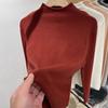 Мягкий восковой маленький воротник-стойка со свитером внутри, женский осенне-зимний облегающий теплый простой топ, базовая вязаная нижняя рубашка