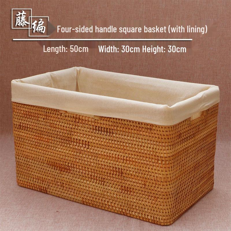 Japanese-Style Rattan Storage Basket: Rectangular, Multifunctional for Desktop, Toys, and Snacks