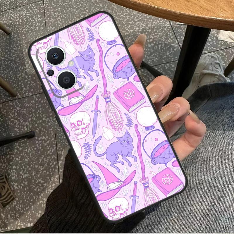Ведьма Черная Кошка Для OPPO Reno 10 11 12 13 14 Pro 7 8 Lite 8T 11F 12F 13F 14F OPPO Find X8 X9 X5 X6 Pro Чехол