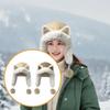Шапка-ушанка с ушками животных Удобная Стильная Легкая Женская Зимняя Теплая