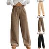 Women's Fashion Plush Casual Pants Solid Color Loose Comfortable Plush Warm Trousers