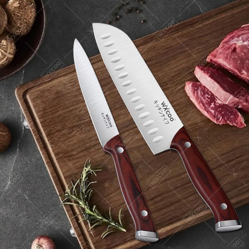 Home Kitchen Knife Multi Purpose 7inch Japanese Knife Ergonomic Wood Handle for Cutting Vegetables Fruits Knife Kitchen Supplies