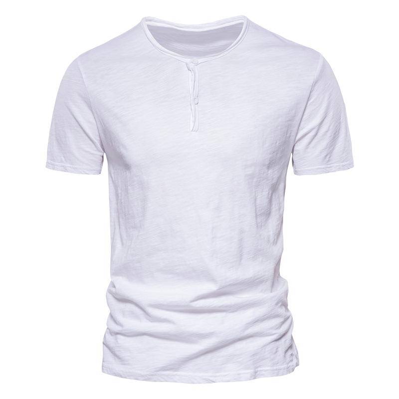 Summer Solid Color Short-sleeved Men's Casual Slim Round Neck Cotton T-shirt