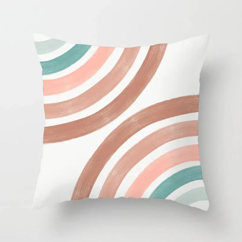 Nordic Light Pink Yellow Geometry Cushion Cover Abstract Art Polyester Pillowscase Simple Modern Couch Decorative Pillow Covers