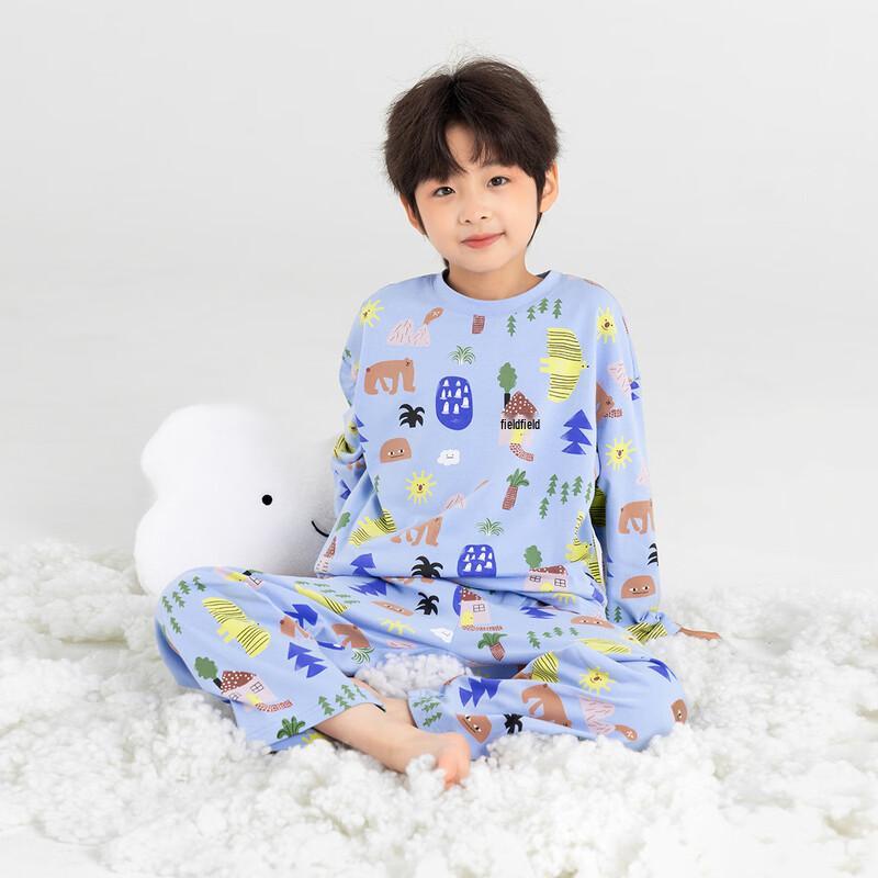 Boys' 2025 Full Print Spring/Autumn Pajama Set